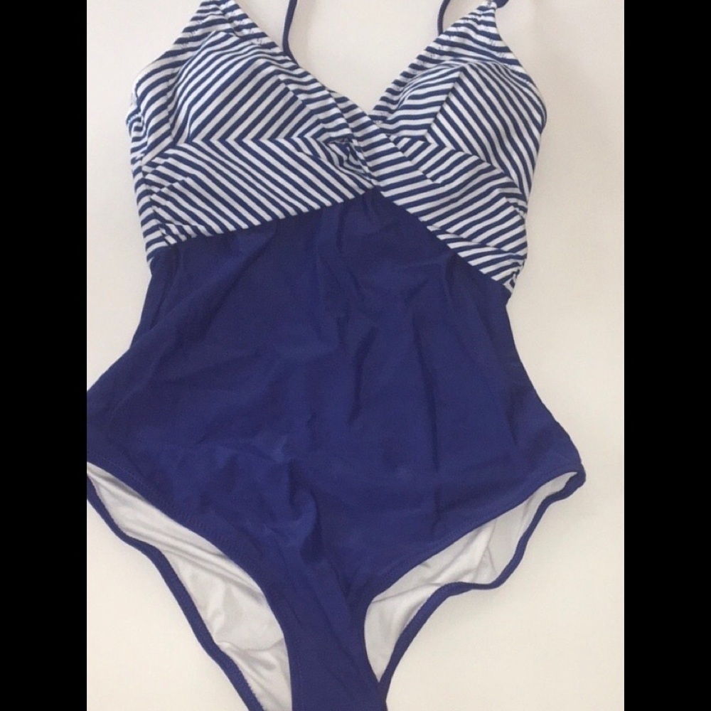 NWT Cupshe One Piece Swimsuit Blue and White - Picture 2 of 6